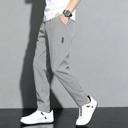 Men's Quick Dry Straight Leg Sports Pants Elastic Waist Drawstring Lightweight Casual Running Trousers