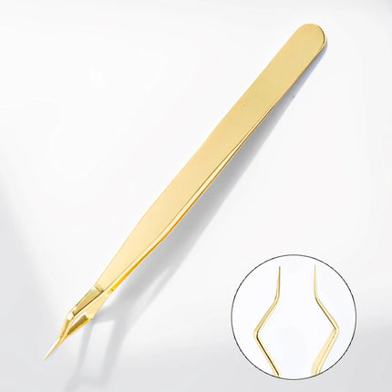 New Designed Isolation Lash Extension Tweezers High Precision Stainless Steel Curved Tip Tweezers Quick-Separator Makeup Tools