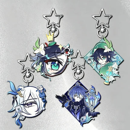 Game Venti Neuvillette Flins Cosplay Keychain Kawaii Acrylic Keyring Key Chain Bag Ornament Decoration Props