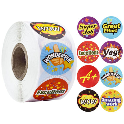 100-500pcs Cute Reward Stickers Roll with Word Motivational Stickers for School Teacher Kids Student Stationery Stickers Kids