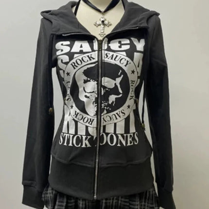 Unisex skull Y2K letter printed punk Gothic hoodie, cold resistant and warm top