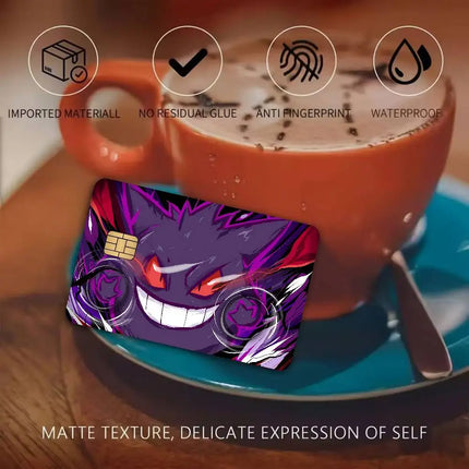 P-Pokemon Gengar Anime Diy Credit Debit Card Sticker Party Sticker Decoration Waterproof Small Chip Card Skin Sticker