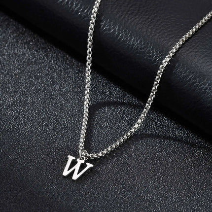 Vnox Simple A-Z Letter Necklace for Men, Waterproof Stainless Steel 26 Letters Pendant Necklace，Men’s Minimal Initial Necklace
