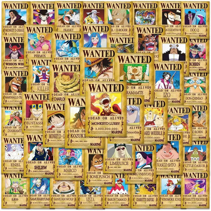 50/100pcs One Piece Wanted Posters Stickers Cool Cartoon Decal Laptop Scrapbooking Phone Case Wall Graffiti Anime Sticker Toy