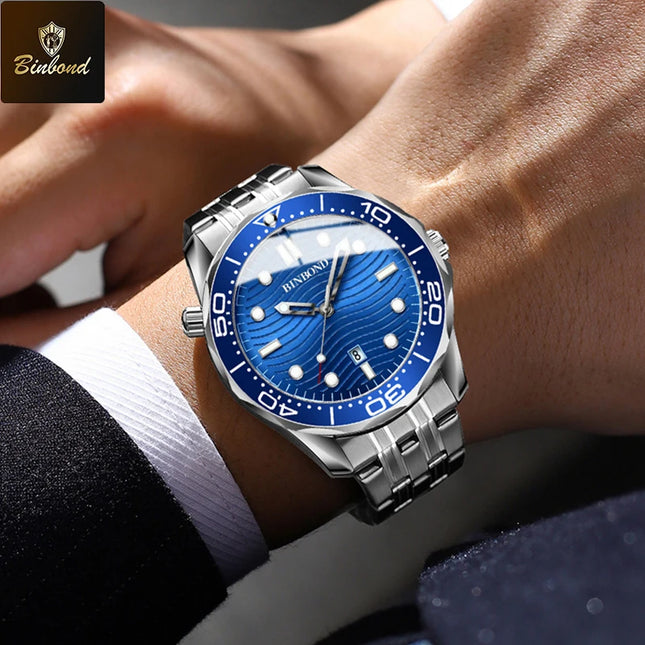 BINBOND Top Brand Casual Fashion Ultra-thin Seahorse Series Quartz Men's Watches 30M Waterproof Luminous Sports Men's Watches