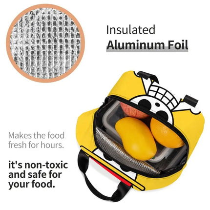 Custom One P-Pieces Insulated Lunch Bags for Women Skull Manga Portable Thermal Cooler Food Lunch Box Outdoor Camping Travel