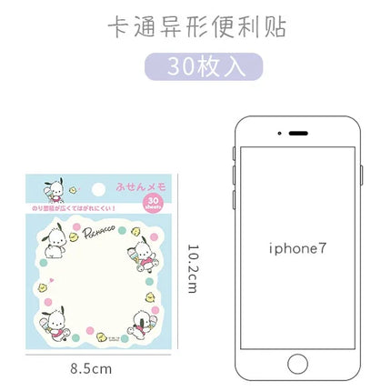 Kitty Keroppi Melody Kuromi Memo Pad Sanrio Pochacco Sticky Notes Stationery Label Notepad Planner Sticker Post School Supplies