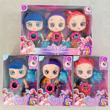 Kpop Hunters Girl Rumi Vinyl Doll Cartoon 7 Inch 5D Eyes Movable joints with Movie Theme Song Toy for Fan Collection Kids Gift