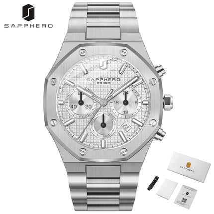 SAPPHERO Tough Men's Watch Business Style Stainless Steel Watch Waterproof Design Date Display Accurate Timer Excellent Gifts