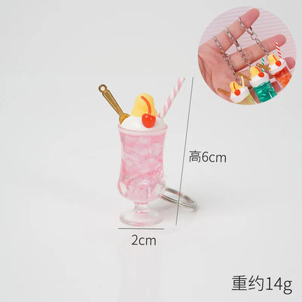 New Simulation Ice Cream Cup Model Key Chain Pendant Cute Ice Dream Cup Pendant Key Ring Party Gift Jewelry