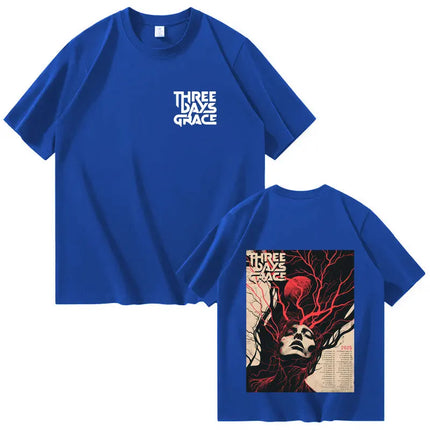 Singer's Three Days of Grace Harajuku Men's and Women's Fashion Round-neck 2025 Summer Pure Cotton 100% Printed T-shirt