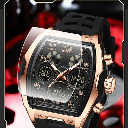 Men Dual Display Watches For Male Clock 2025 Top Brand Luxury Military Silicone Band Men Wrist Watches Sports Digital Wristwatch