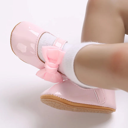 Spring and Autumn Red Comfortable Bow Detail Women's Baby Shoes for Newborns and Girls