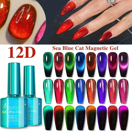 Semi Permanent Lacquer Hybrid Varnish Galaxy Crystal Cat Eye Gel Manicure DIY with Glitter Effect