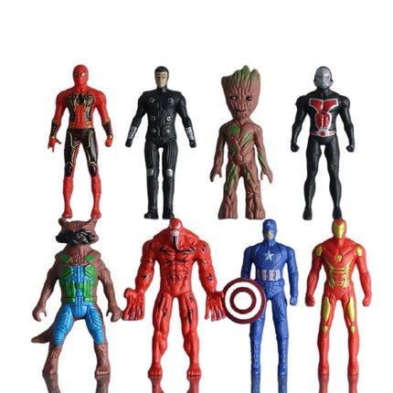 8pcs/set Marvel Avengers Hulk Iron Man Captain America Spider-Man Ant-Man Action Figure Model Toy Desktop Decoration Gift