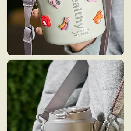Stainless Steel Vacuum Flask, Outdoor Portable Keeps Cold and Heat, Thermal Bottles, Drinkware