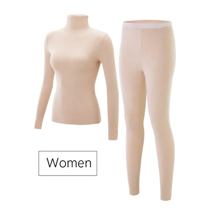 SUJIIN Thermal Underwear Set for Women Men 2024 Winter Crew Neck Thermals Tops Couple Long Johns Anti-Static Set Woman 2 Pieces