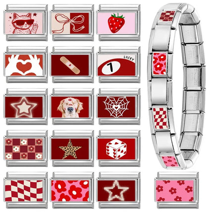 Wholesale Cute Animal Swimming Dogs Cats Sheep Charm Bracelet Fit 9mm Bracelet Stainless Steel Italian Links Making DIY Jewelrys