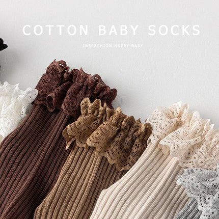 3 Pairs a Lot MILANCEL Spring Baby Knee-high Socks 0-5T Solid Color Toddler Girls In Tube Socks Thin Lace Children Non-slip Sock