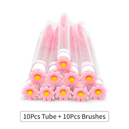 10/50Pcs Eyelash Brush Tubes With Crystal Lash Mascara Wands Eyebrow Comb Spoolies Container Lash Brush Applicators Makeup Tools