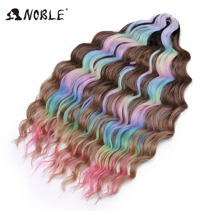 Noble Braiding Hair Extensions 24 Inch Synthetic Hair Water Wave Ombre Rainbow color Deep Wave Curl Twist Crochet Hair Extension