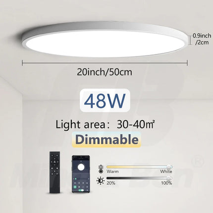 50cm Large Ceiling Lamp APP/Remote Control LED Smart Lights 48W Dimmable Fixture Indoor Lighting for Home Living Room Decoration