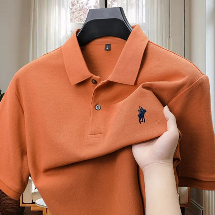100% pure cotton fashion luxury brand pony embroidered comfortable POLO shirt for summer men's new striped exquisite short sleeve