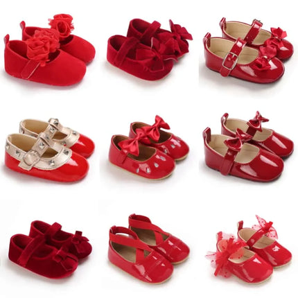 Baby Girls First Walkers 0-18 Months Red Princess Shoes Soft Sole Spring Autumn