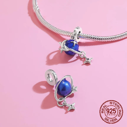 925 Sterling Silver Classic Purple Heart Shape Dragon Pegasus Butterfly Charms Beads Fit 3mm Original Bracelet DIY Jewelry Gift