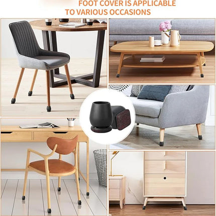8PCS Chair Leg Floor Protectors 15° Diagonal Thick TPE Pads Silicone Felt Foot Covers for Hardwood Furniture Table Feet