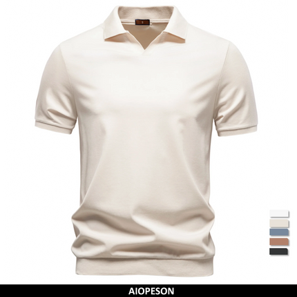 AIOPESON Breathable Silky Polo Shirt for Men Solid Color Old Money Skin Friendly Soft Cool Casual Polo Shirts Male