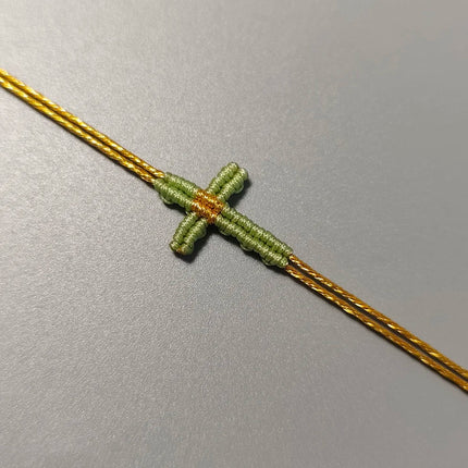 Hand-Woven Macrame Cross Bracelet Adjustable Bohemian Style Jewelry for Women Girls