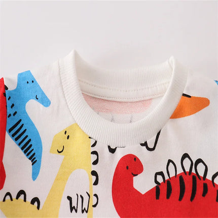 Jumping Meters 2-7T Dinosaurs Print Boys Sweatshirts Autumn Spring Kids Hooded Children's Top Baby Clothes Sport Shirts