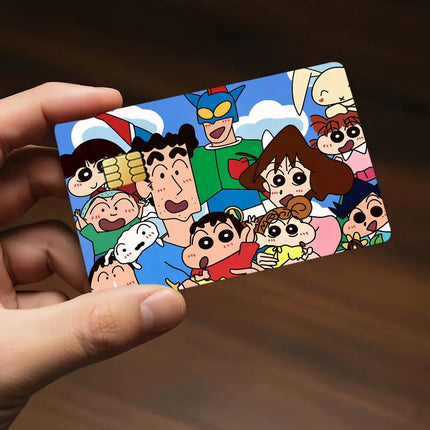 C-Crayon S-Shin-chan Cartoon Credit Card Stickers Skin For Bank Debit Decorative Protection Scratch-resistant Gift 4PCS