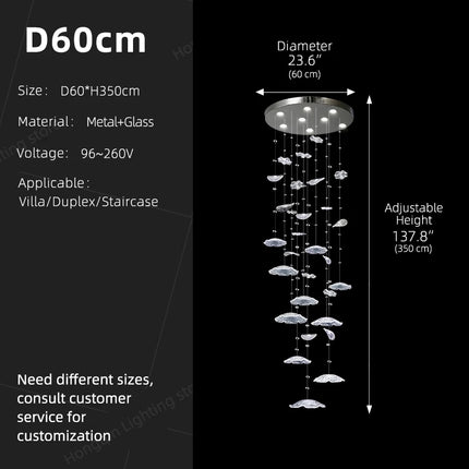Duplex Loft Glass Ceiling Hanging Lamp Stair Chandelier Nordic Minimalist Long Staircase Chandelier Pendant Light Lighting