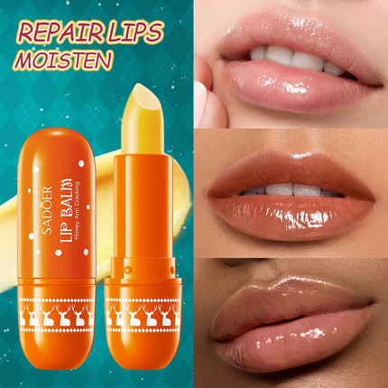 SADOER Christmas Honey Lip Balm Cherry Avocado Brightening Lips Balm Moisturizing Anti Cracking Hydrating Repair Lipstick