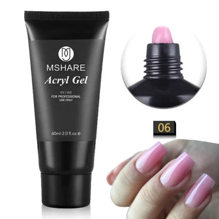 MSHARE Poly Nail Extension Gel TPO Hema Free Milky White Nails 60g Nail Extension Camouflage Quick Building Finger 60ml