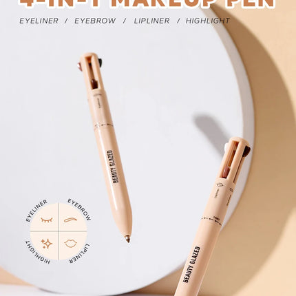 Beauty GlazedMulti-Function Beauty Glazed 4-in-1 Makeup Pen Waterproof Cosmetic Pencil for Eyeliner Brow Lip Highlighter