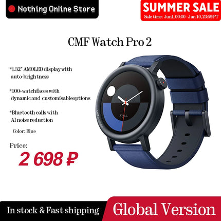 hot sale CMF Watch Pro 2 1.32" AMOLED Bluetooth 5.3 BT Calls with AI Noise Reduction GPS Smartwatch CMF watch