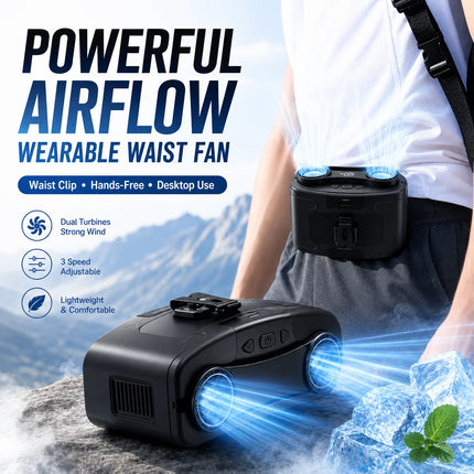 Socoolfan Waist Fan Hanging Outdoor Portable Neck Fan 5/10 Speed Strong Wind for Sports Courier Outdoor Working  10000/20000mAh
