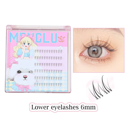 Glue-free Lower Lashes 5-6mm Large Capacity B Curl Ultra Thin Clear Band Bottom Lashes Natural Self Adhesive False Eyelashes