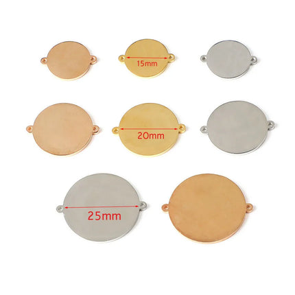 15/20mm 20piece/lot Mirror Polished Stainless Steel Round Discs Stamping Blanks Disk Charm Connector For DIY Bracelet