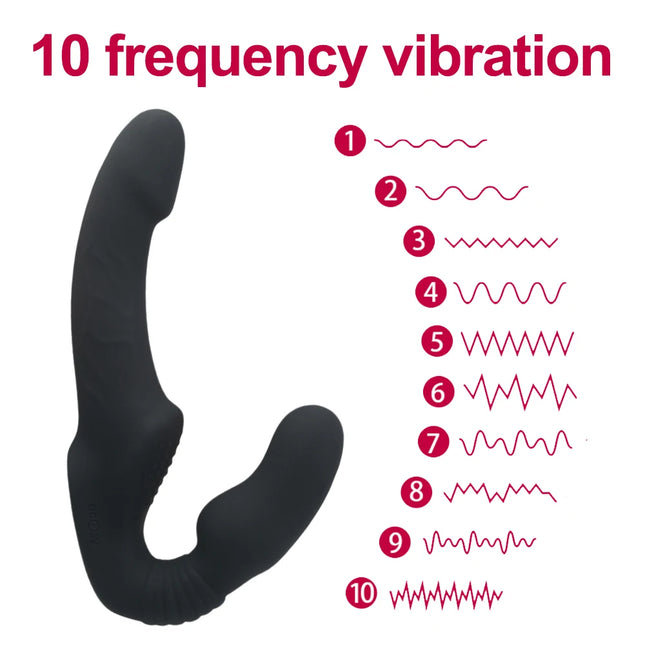Strapless Strapon Dildo Vibrator Female Double Vibrating G-Spot Stimulate Clitoris Anal Massager Adult Sex Toys For Women Couple
