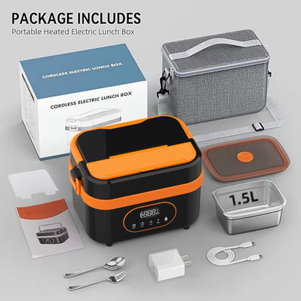 Gison Electric Heated Lunch Box Food Warmer 1.5L60W Outdoor Car Travel Office18000mah battery Portable No water fast heating Box