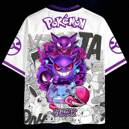 Summer 2026 Pokemon Series Themed Baseball Suit 3D Printed Breathable Quick Drying Short-sleeved T-shirt Adult Parent-child Top
