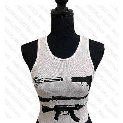 Emo Girl Gothic Vintage Punk Print Graphic Vest Y2k style Aesthetic Women Clothing Tank Tops Crop Tops Streetwear Sexy Baby Tank