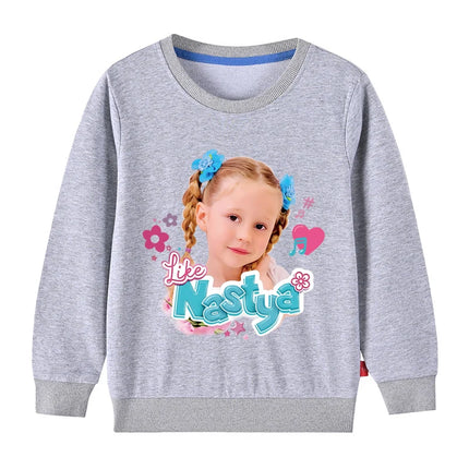 Lovely Like Nastya Sweatshirt Kids Spring Long Sleeve Coats Baby Girls Casual Clothes Teen Boys Sport Sweatshirts Children Tops