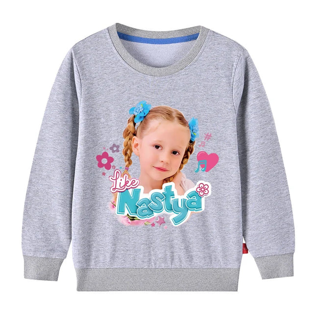 Lovely Like Nastya Sweatshirt Kids Spring Long Sleeve Coats Baby Girls Casual Clothes Teen Boys Sport Sweatshirts Children Tops