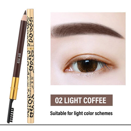 7 Colors Leopard Double Head Eyebrow Pencil Waterproof Long Lasting Brow Definer with Brush Natural Easy To Color Eye Makeup