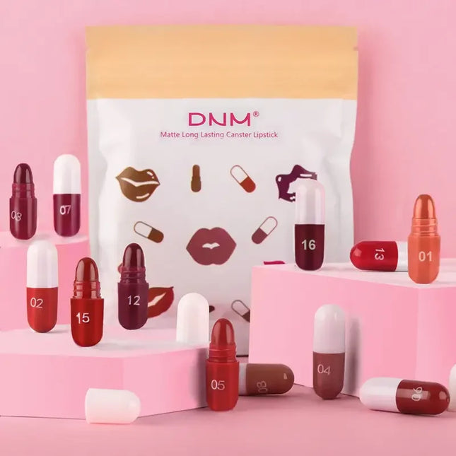 18-Piece Mini Capsule Lipstick, Long-Lasting Velvet Matte Capsule Lipstick Set, Portable Waterproof Mini Lipstick, Valentine's Day Gift